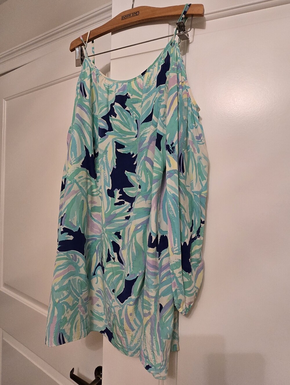 Lilly Pulitzer Tropical Print off Shoulder Silk Tunic/Mini Dress